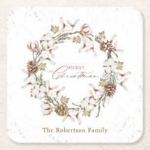 Minimalistische kerstkrans kartonnen onderzetters