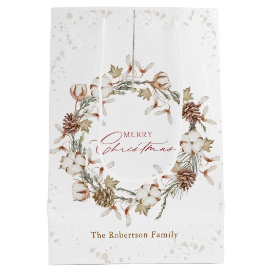 Minimalistische kerstkrans medium cadeauzakje (Achterkant)