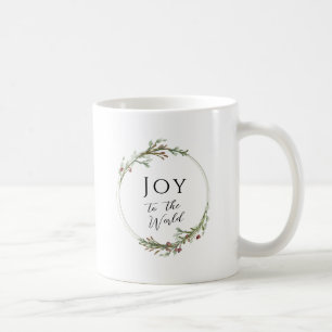 Minimalistische kerstkrans met 'Joy to the World' Koffiemok