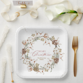 Minimalistische kerstkrans papieren bordje