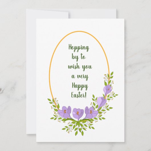 Minimalistische kerstkransen Crocus bloemen Pasen Kaart (Voorkant)