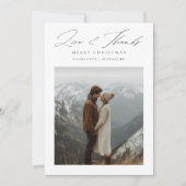 Minimalistische kerstliefde en Bedankt Single Phot Feestdagenkaart (Voorkant)