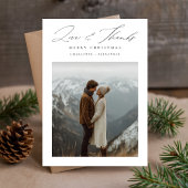 Minimalistische kerstliefde en Bedankt Single Phot Feestdagenkaart