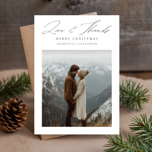 Minimalistische kerstliefde en Bedankt Single Phot Feestdagenkaart