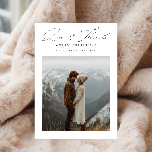 Minimalistische kerstliefde en Bedankt Single Phot Feestdagenkaart