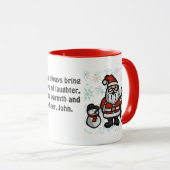 Minimalistische kerstman en pinguïns in een besnee mok (Voorkant rechts)