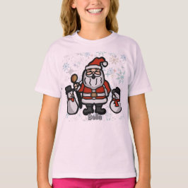 Minimalistische kerstman en pinguïns in een besnee t-shirt