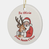 Minimalistische Kerstman & Herten Line Art Kerstmi Keramisch Ornament (Links)