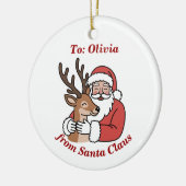 Minimalistische Kerstman & Herten Line Art Kerstmi Keramisch Ornament (Links)