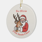 Minimalistische Kerstman & Herten Line Art Kerstmi Keramisch Ornament (Links)