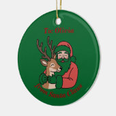 Minimalistische Kerstman & Herten Line Art Kerstmi Keramisch Ornament (Links)