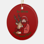Minimalistische Kerstman & Herten Line Art Kerstmi Keramisch Ornament (Links)