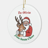 Minimalistische Kerstman & Herten Line Art Kerstmi Keramisch Ornament (Links)