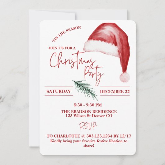 Minimalistische Kerstman Hoed Boho Custom Christma Kaart (Voorkant)