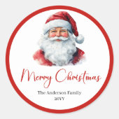 Minimalistische Kerstman Kerstcadeau Label Sticker (Voorkant)