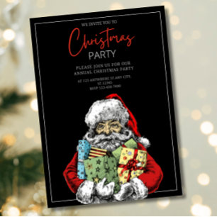 Minimalistische Kerstman Kerstfeest Uitnodiging, K Kaart