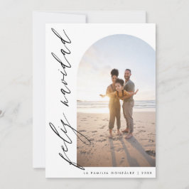 Minimalistische Kerstmis Boog en Kalligrafie Foto Feestdagenkaart