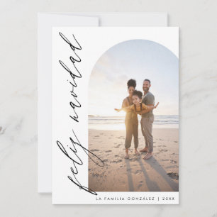 Minimalistische Kerstmis Boog en Kalligrafie Foto Feestdagenkaart