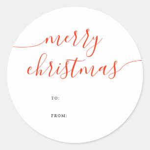 Minimalistische Kerstmis-cadeau kalligrafie Ronde Sticker