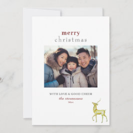 Minimalistische Kerstmis Eén Foto Rendier Feestdagenkaart