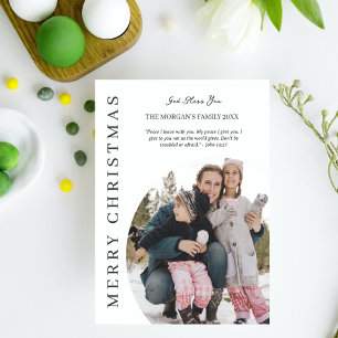 Minimalistische Kerstmis Familie Bijbel Verse Foto Briefkaart