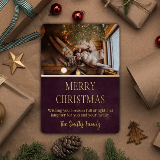 Minimalistische Kerstmis familie Elegant Folie Feestdagenkaart