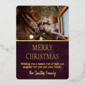 Minimalistische Kerstmis familie Elegant Folie Feestdagenkaart (Voorkant)