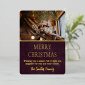 Minimalistische Kerstmis familie Elegant Folie Feestdagenkaart (Staand Voorkant)