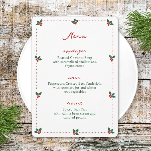 Minimalistische Kerstmis Hulst Feestelijke Partij Menu