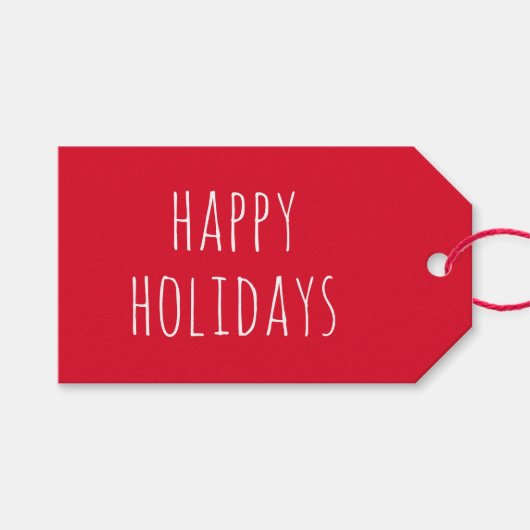 Minimalistische Kerstmis | Klassieke Rode Winter V Cadeaulabel (Voorkant (Horizontaal))