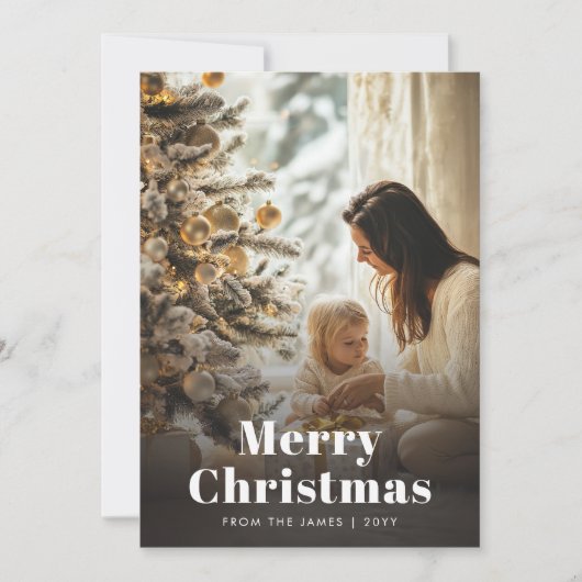 Minimalistische Kerstmis Modern Stijlvolle familie Feestdagenkaart (Voorkant)