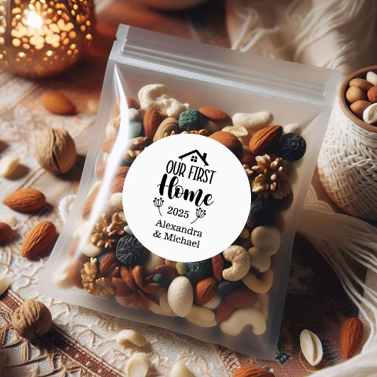 Minimalistische Kerstmis Ons Eerste Thuis Ronde Sticker