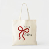 Minimalistische Kerstmis Rode Strik Tote Bag (Voorkant)