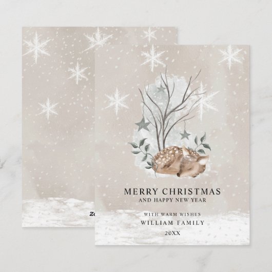 Minimalistische Kerstmis Vakantiekaart Feestdagenkaart (Voorkant / Achterkant)