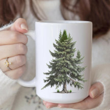 Minimalistische Kerstmug met dennenboom voor moede