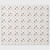Minimalistische Kerstmuts Katten Kerstmis Rood & W Cadeaupapier (Vlak)