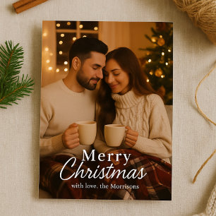 Minimalistische kerstneutrale warme vakantie Kaart