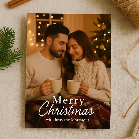 Minimalistische kerstneutrale warme vakantie Kaart