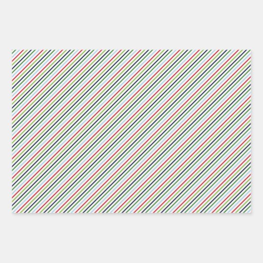 Minimalistische kerstpatronen, rood, groen en blau inpakpapier vel (Voorkant)