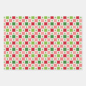 Minimalistische kerstpatronen, rood, roze en groen inpakpapier vel (Voorkant)