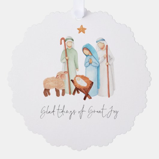 Minimalistische kerststal Blijde Boodschap Kerstmi Ornament Kaart (Voorkant)