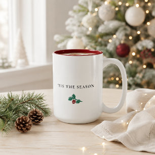 Minimalistische Kersttak Kerstmis – ’Tis The Seaso Tweekleurige Koffiemok