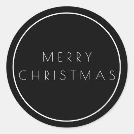 Minimalistische kersttypografie van Classy Merry Ronde Sticker
