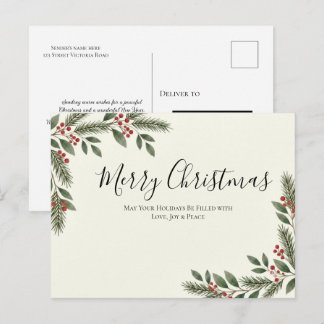 Minimalistische kerstvakantie ansichtkaart  feestdagenkaart