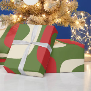 Minimalistische kerstverpakking uit de midden van  cadeaupapier