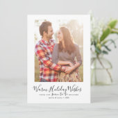 Minimalistische kerstwensen verlovingsfotocollage feestdagenkaart (Staand voorkant)