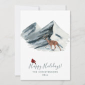 Minimalistische Kerstwinter Berg Scene Foto Feestdagenkaart (Voorkant)