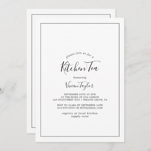 Minimalistische keukenthee kaart (Voorkant / Achterkant)