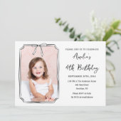 Minimalistische Kids Verjaardag Bow Foto Zwart & W Kaart (Staand voorkant)