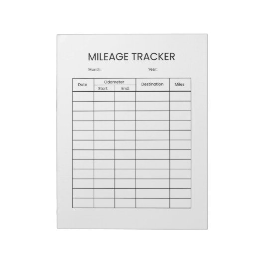 Minimalistische kilometerstand notitieblok (Linkerzijde)